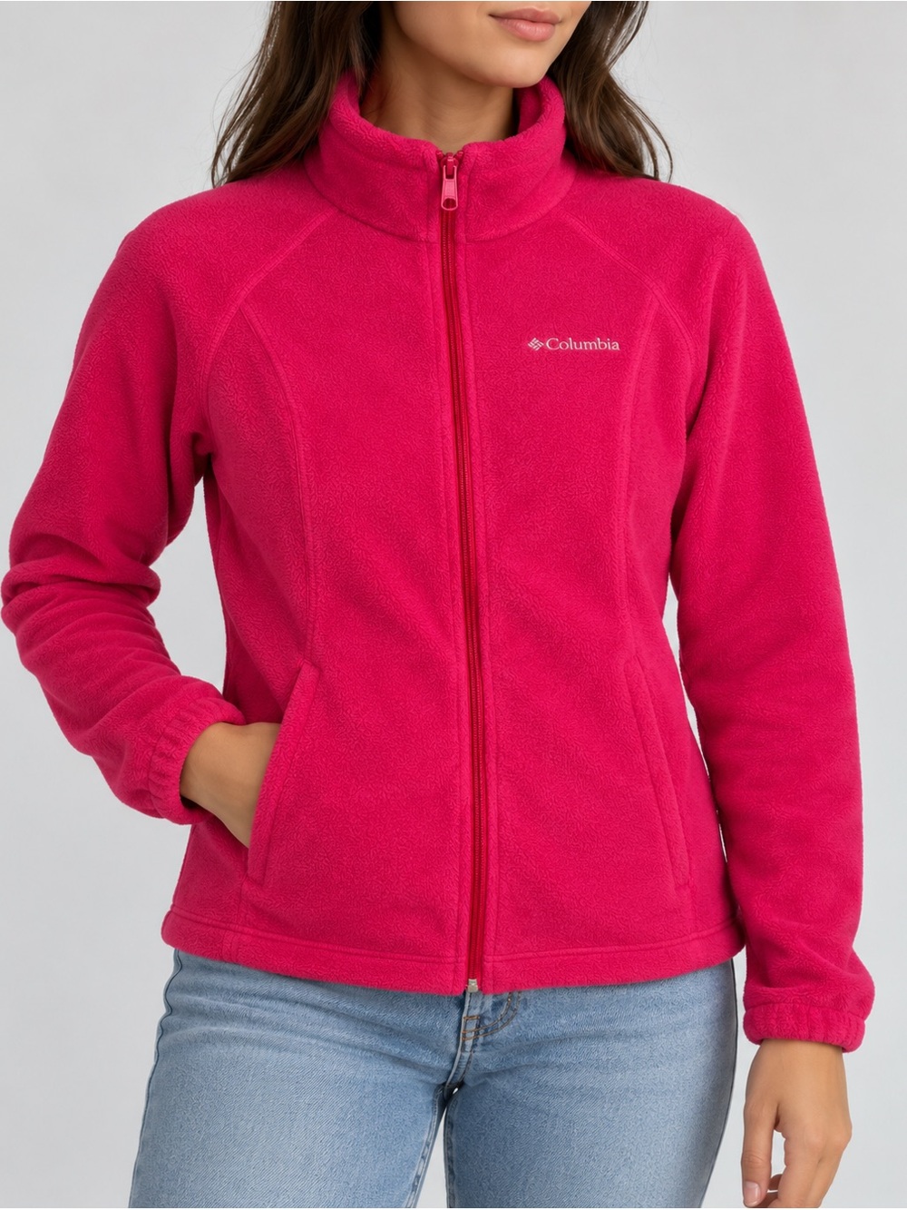 Columbia Womens Pink Full Zip Jacket Pockets Outdoor Casual Size XS